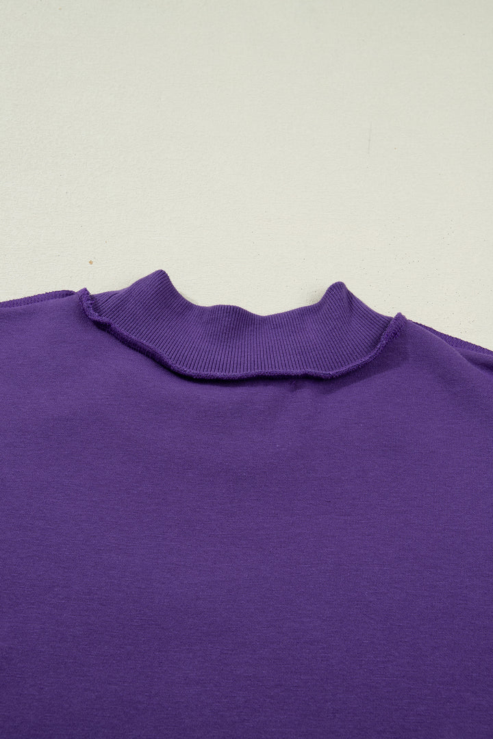 Tillandsia Purple Oversize Drop Shoulder Reversible Mock Neck Sweatshirt