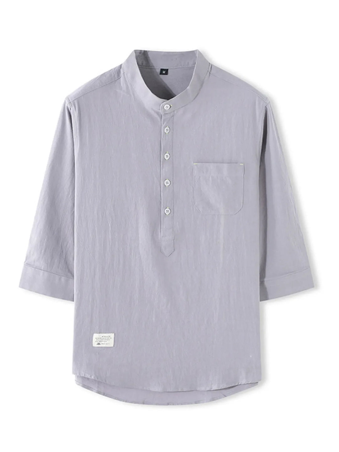 Men's Full Size Casual Mandarin Collar 3/4 Sleeve Shirt Plus Size
