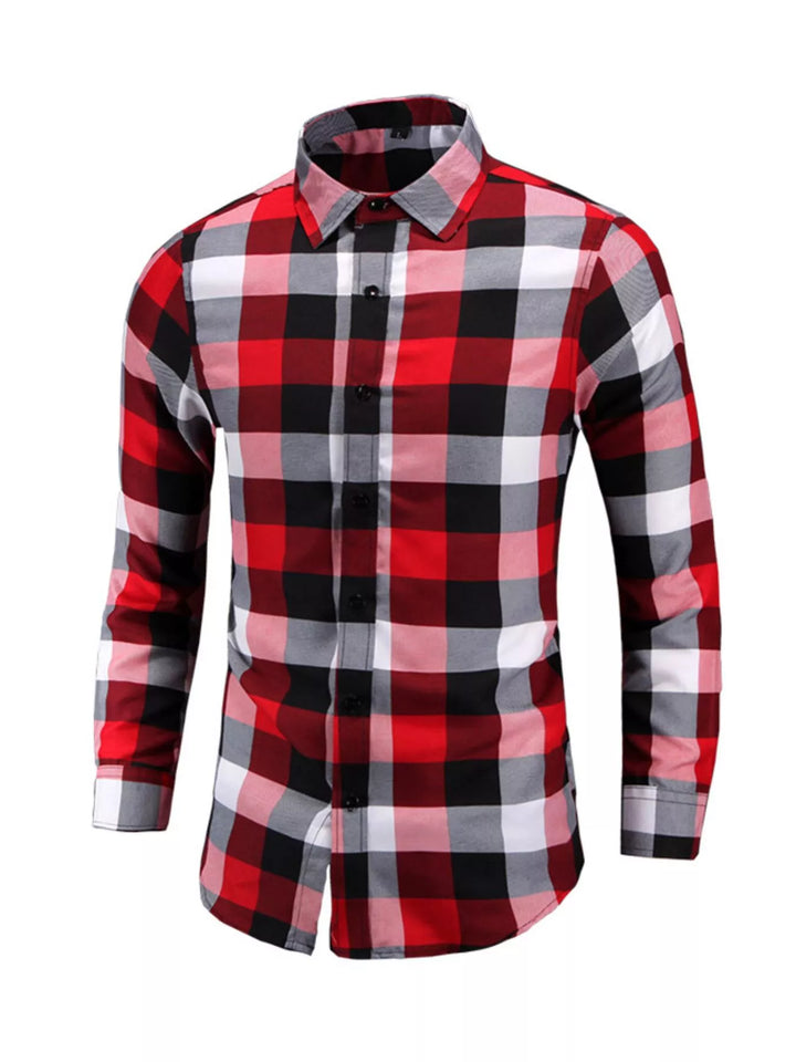 Men's Plus Size Plaid Long Sleeve Shirt