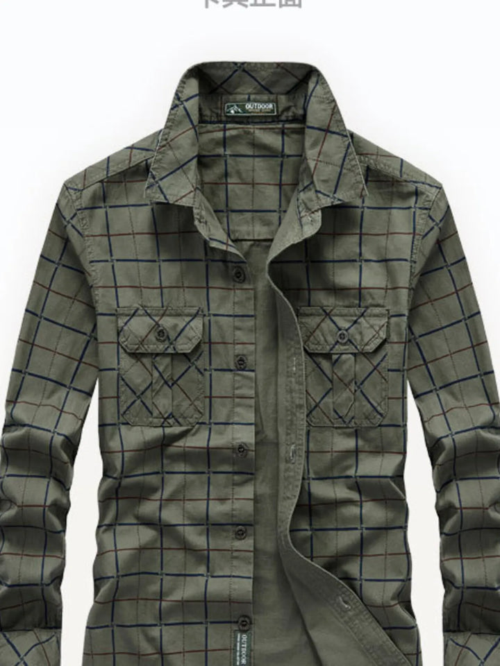 Men's Plus Size Casual Plaid Long Sleeve Shirt