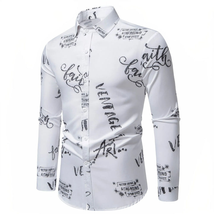 Men's Printed Long Sleeve Button-Up Shirt