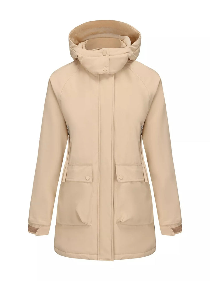Full Size Zip Up Hooded Parka Outerwear Plus Size