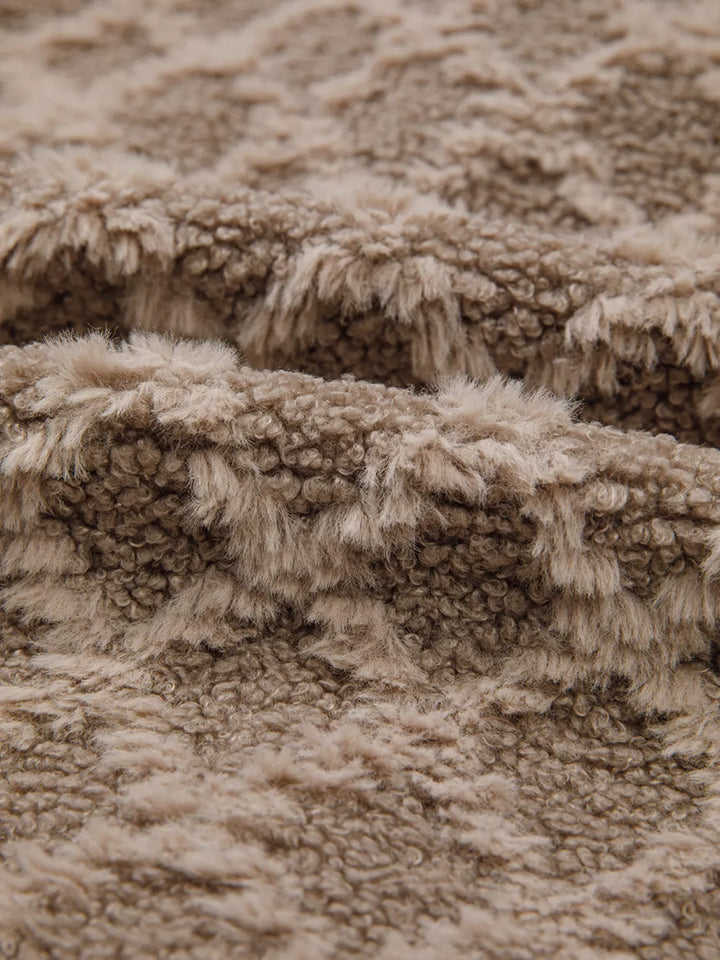 Sherpa Rhombus Zip Up Side Pocket Hooded Jacket