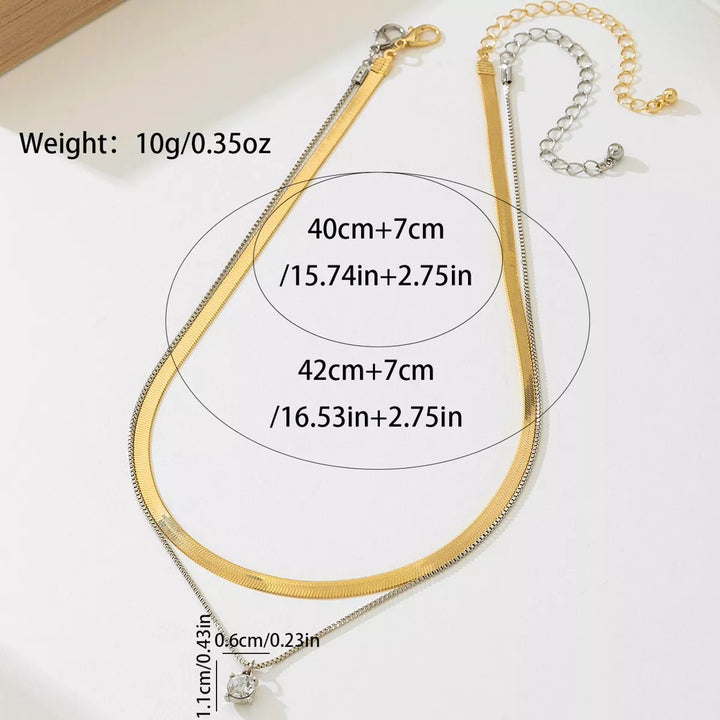 2 Piece Minimalist Design Chain Pendant Necklace