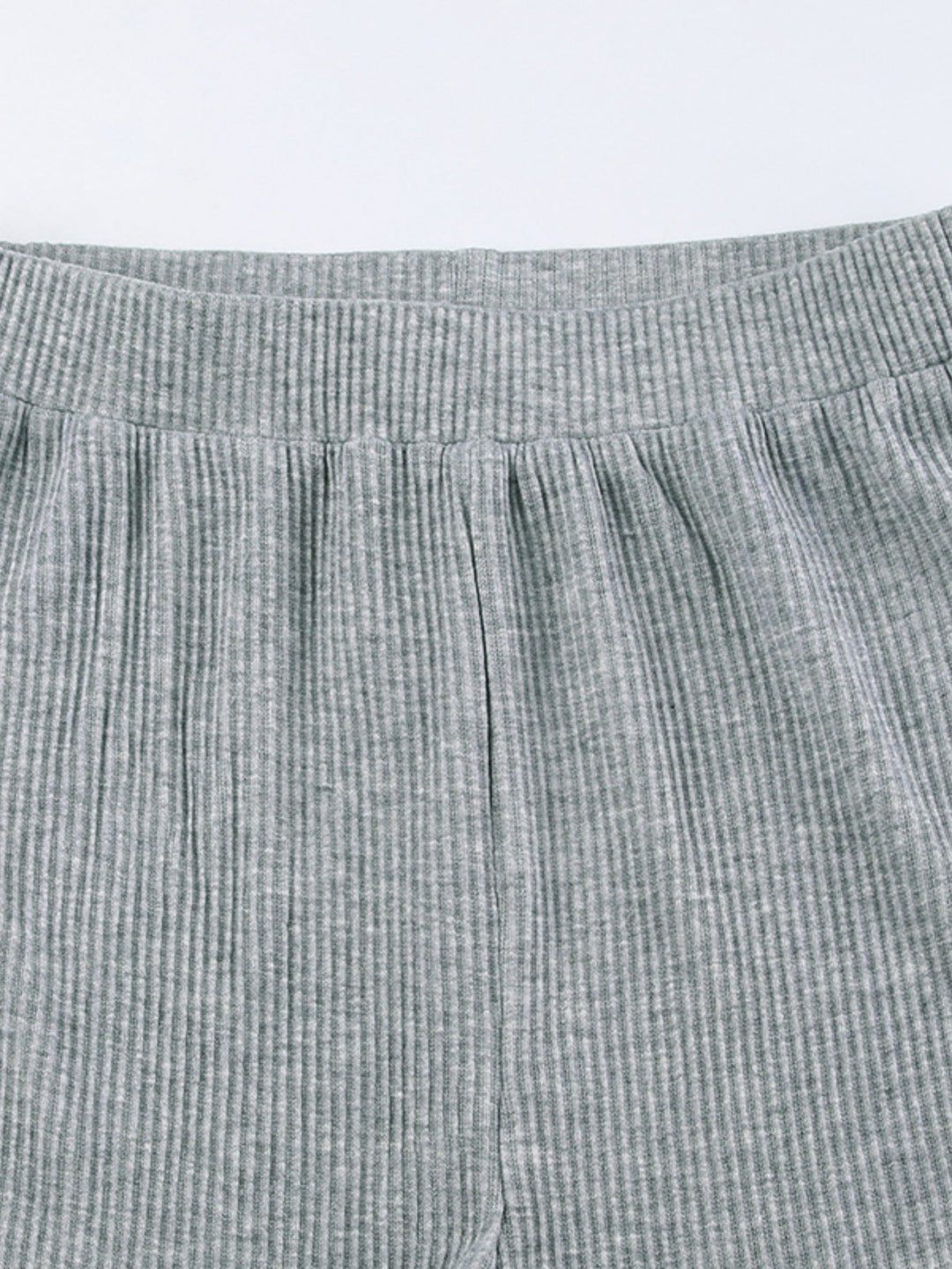 Ribbed Knit Top and Shots Set with Hoodie