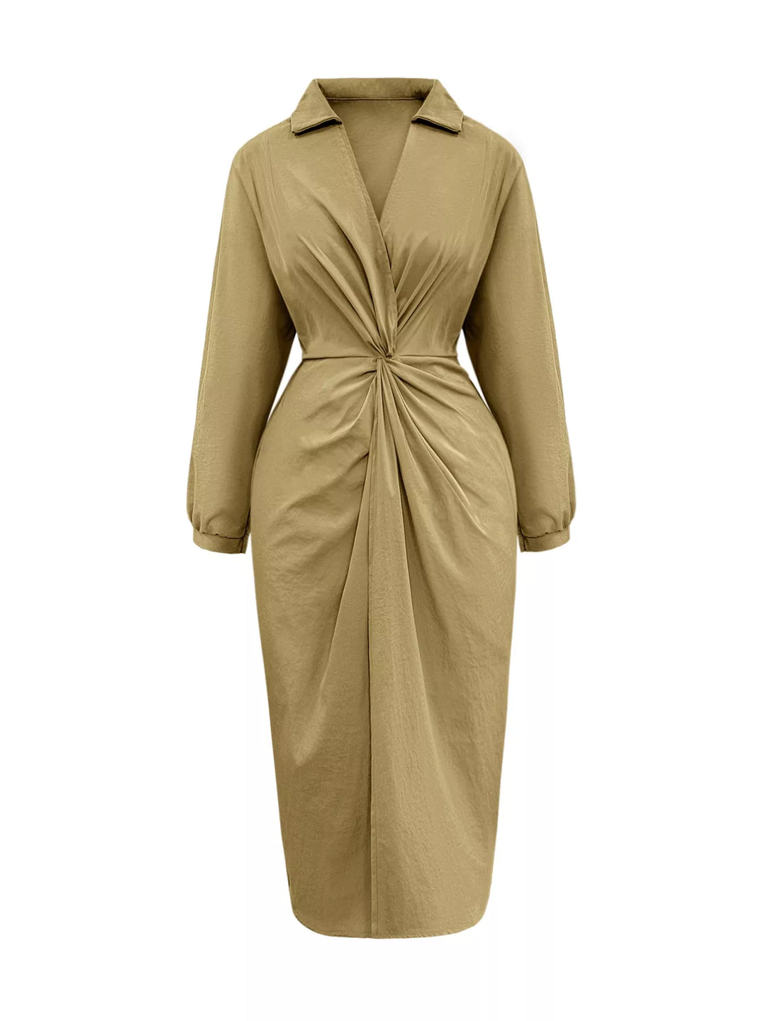 Plus Size Twist Front Split Midi Dress