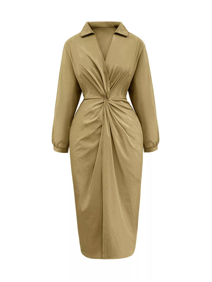 Plus Size Twist Front Split Midi Dress