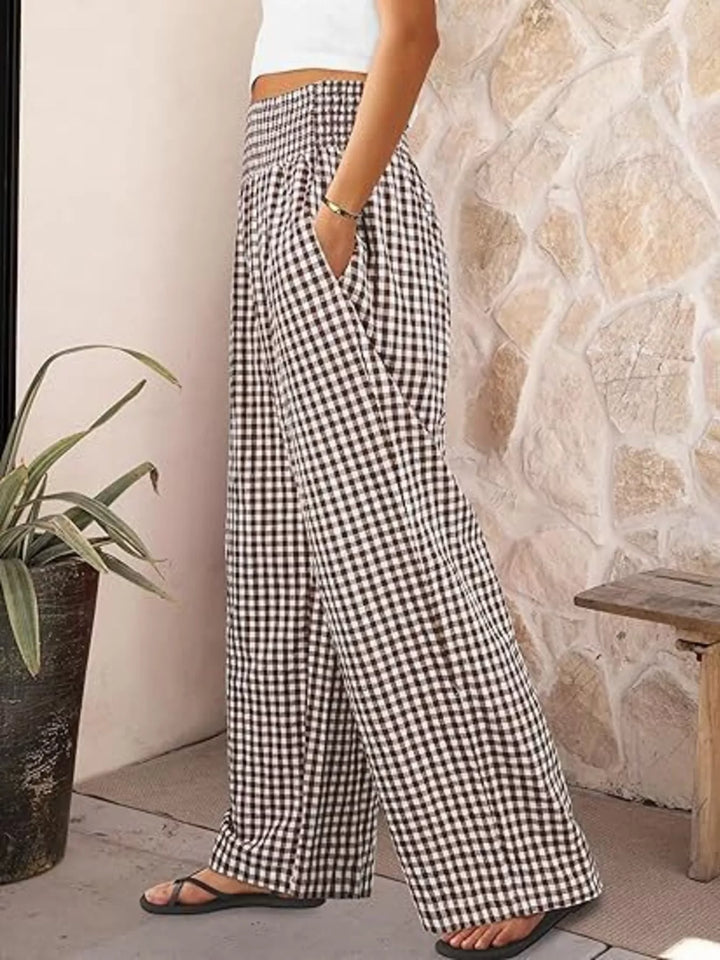 Gingham Wide-Leg Pants