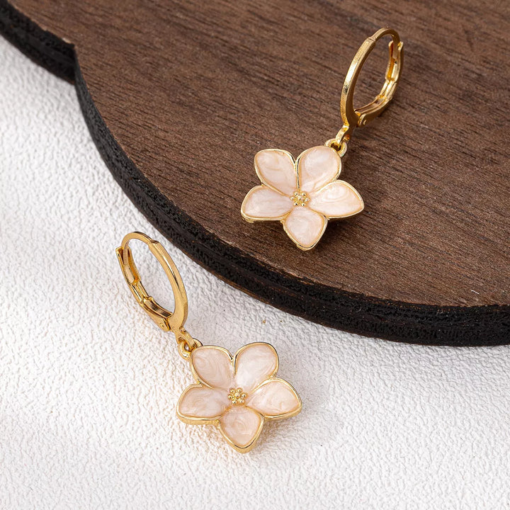 4 Piece Colorful Flower Drop Earrings