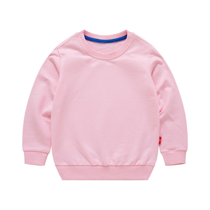 Boys Korean Round Neck Solid Color Loose Long Sleeve Pullover