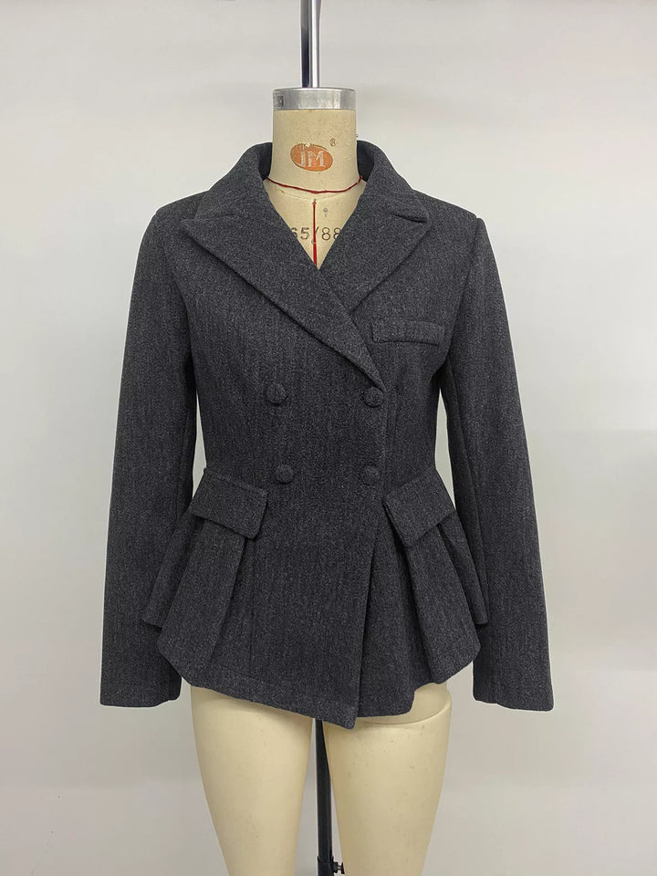 Double-Breasted Peplum Blazer