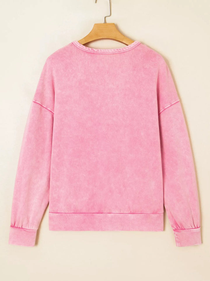 Mineral Wash Bow Patchwork Sweatshirt
