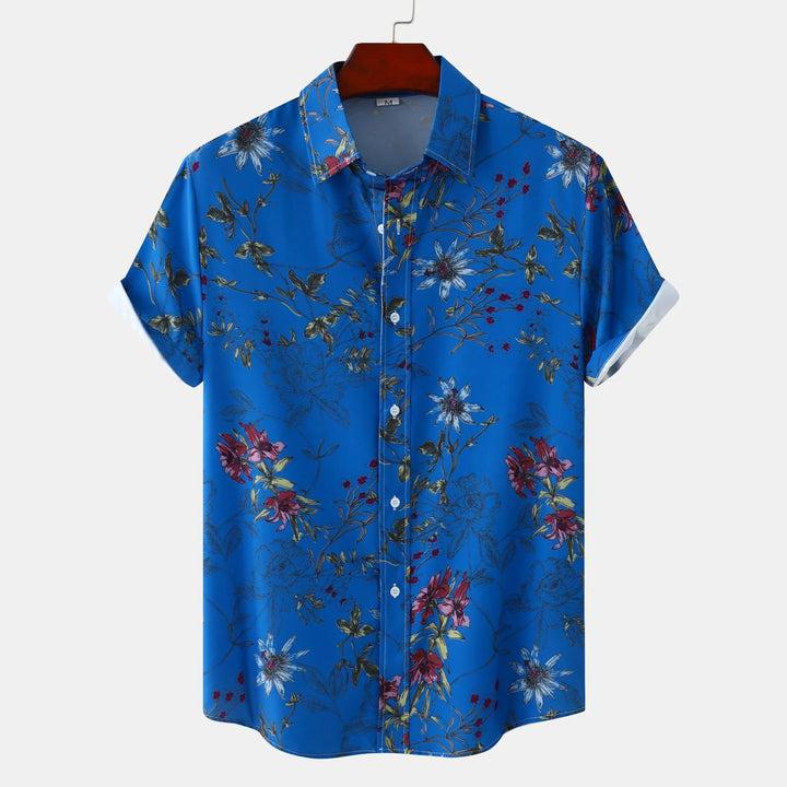 Men's Plus Size Floral Print Short Sleeve Button Down Casual Shirt
