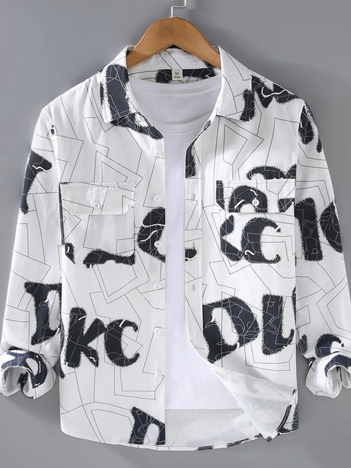 Men's Plus Size Printed Button Up Shirt