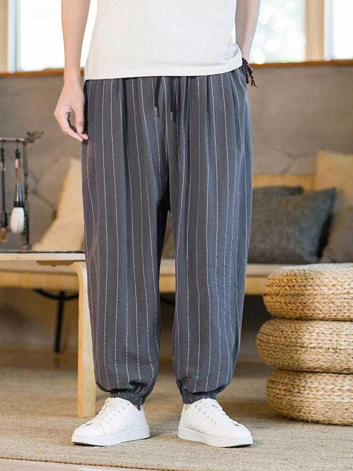 Men's Plus Size Striped Harem Pants