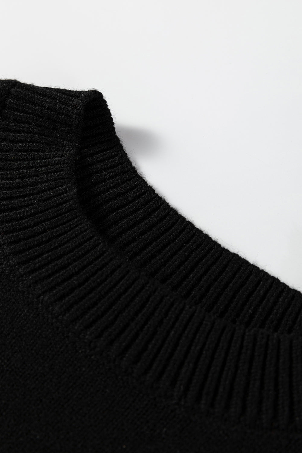 Black Colorblock Crew Neck Drop Shoulder Sweater