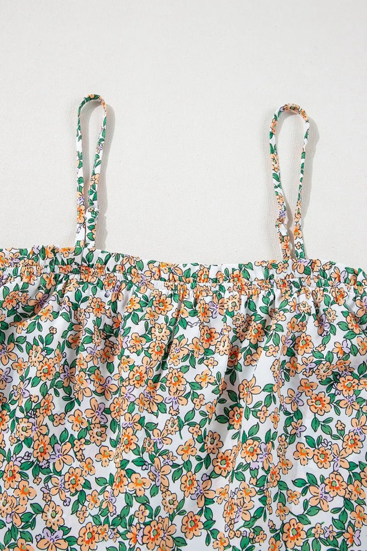 Floral Spaghetti Strap Ruffled Cami