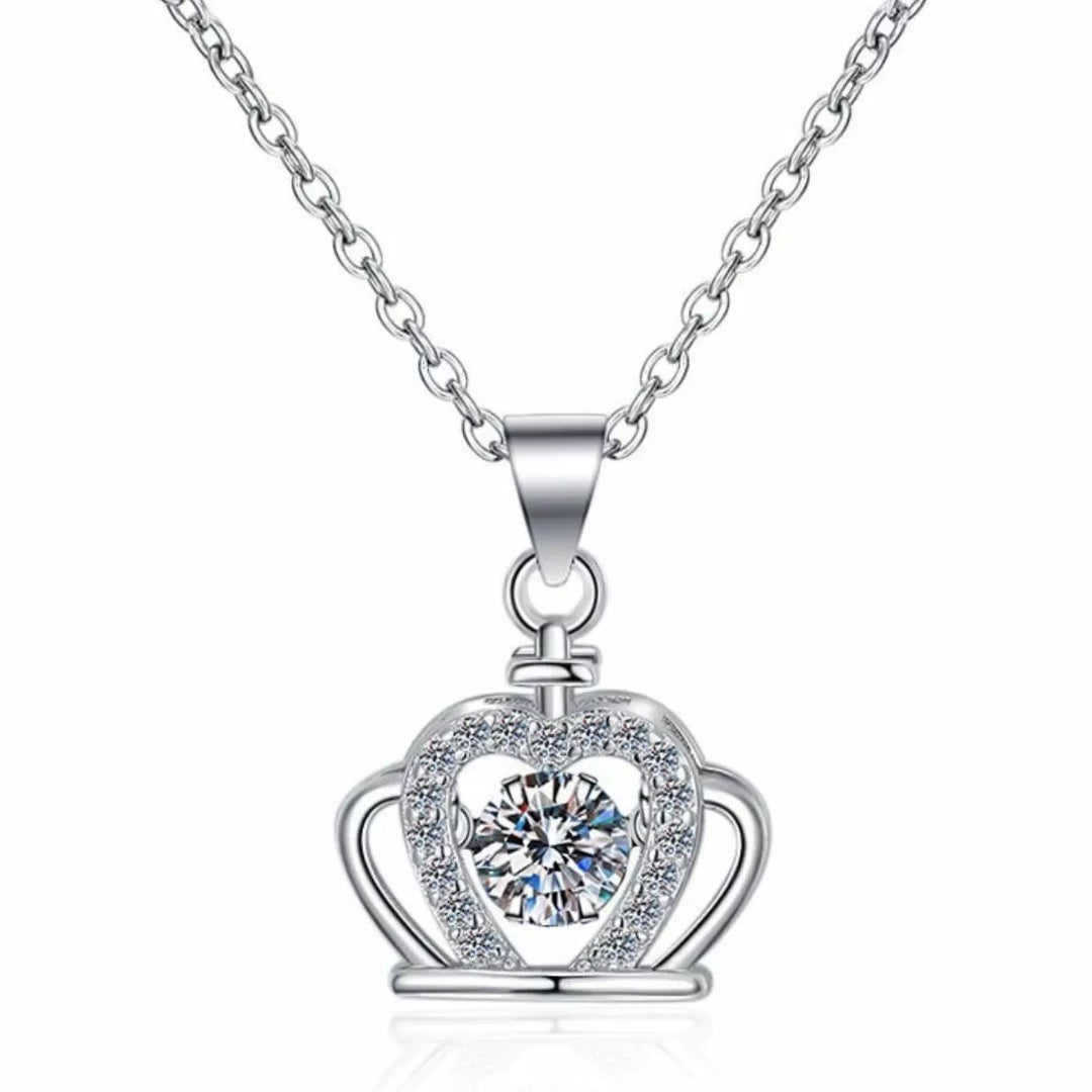 925 Sterling Silver Zircon Crown Pendant Necklace