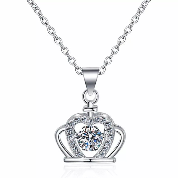 925 Sterling Silver Zircon Crown Pendant Necklace