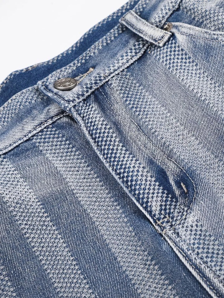Men's Stripe Wide Leg Denim Capris