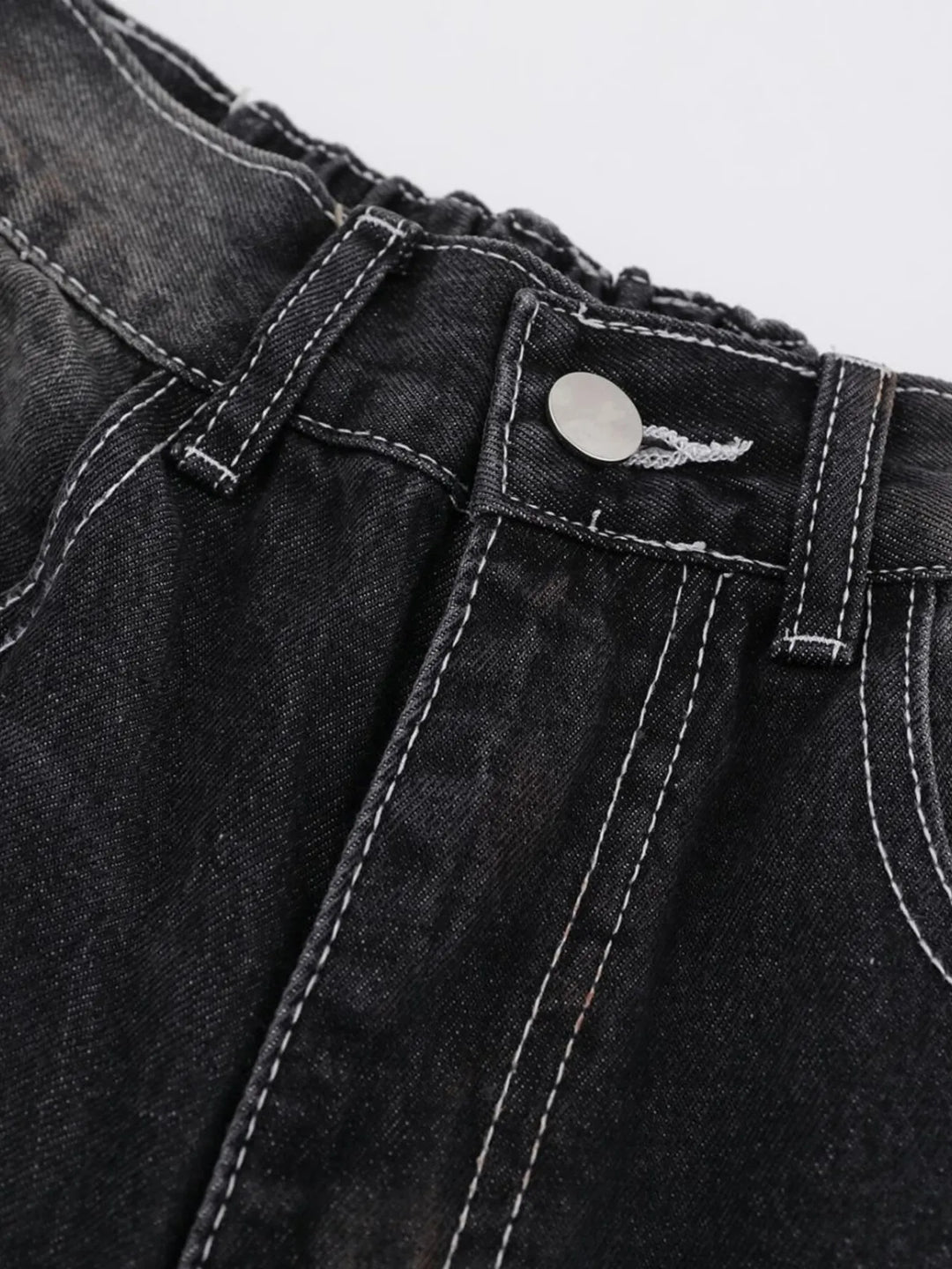 Men's Vintage Washed Wide Leg Denim Jeans