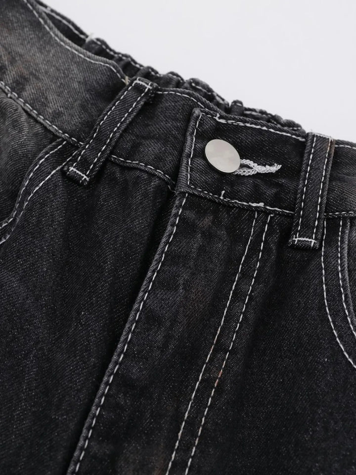 Men's Vintage Washed Wide Leg Denim Jeans