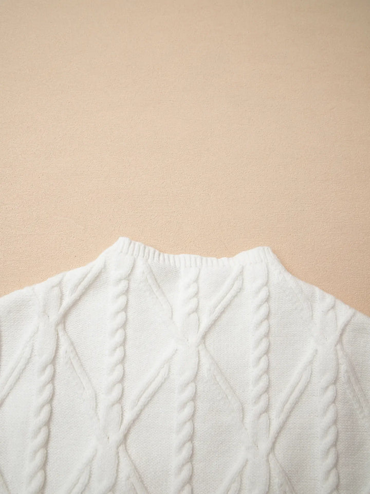 Pearled Mock Neck Textured Knit Sweater Vest