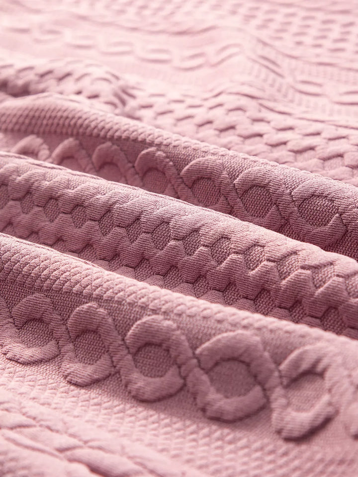 Cable Texture Puff Sleeve Loose Shacket