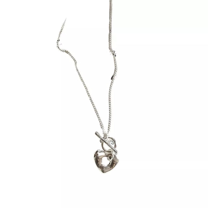 925 Sterling Silver Heart Toggle Clasp Necklace