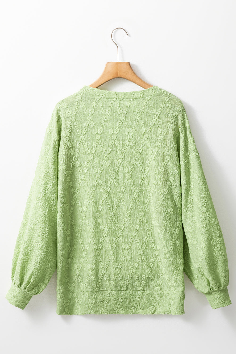 Chemisier ras du cou texturé vert clair uni à fentes latérales