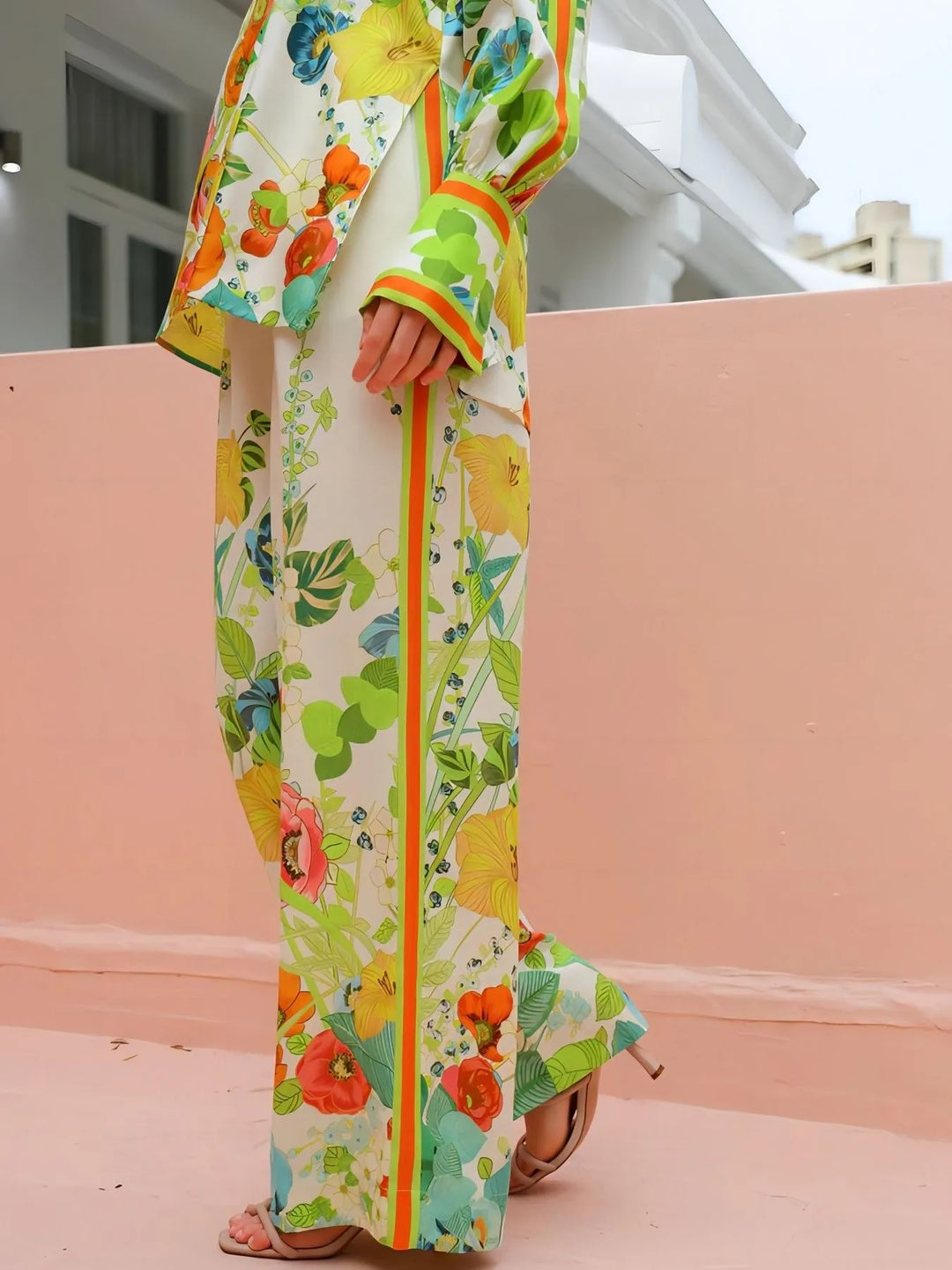 Printed Tie Back Shirt and Pants Set
