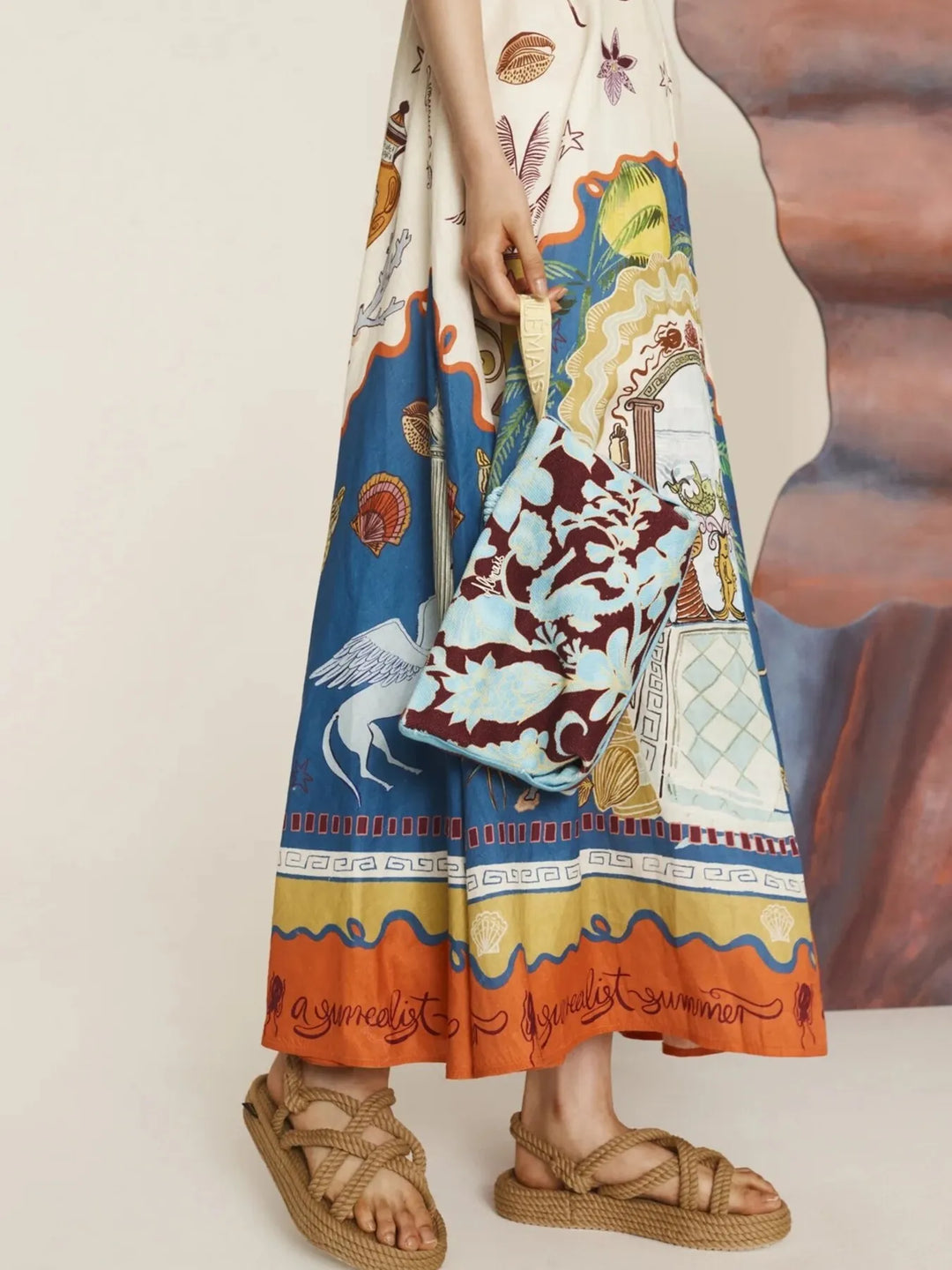 Printed Square Neck Maxi Cami Dress