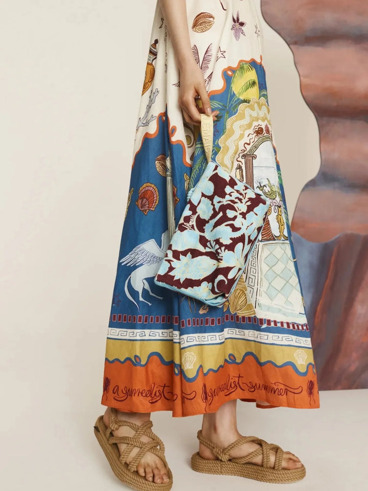 Printed Square Neck Maxi Cami Dress
