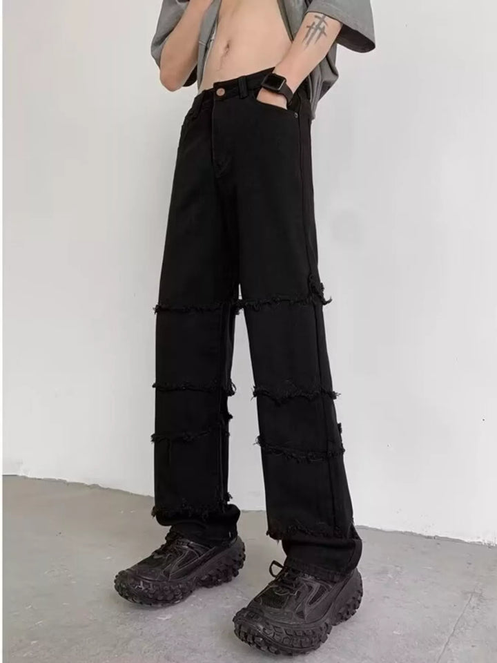 Men's Full Size Raw Hem Jeans Plus Size