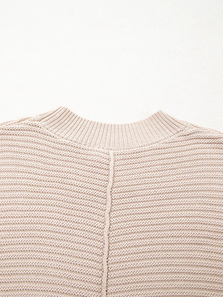 Texture Knitted Dropped Shoulder Sweater