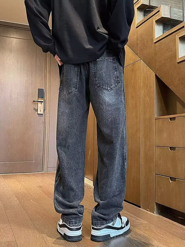 Men's Plus Size Vintage Wash Straight-Leg Jeans