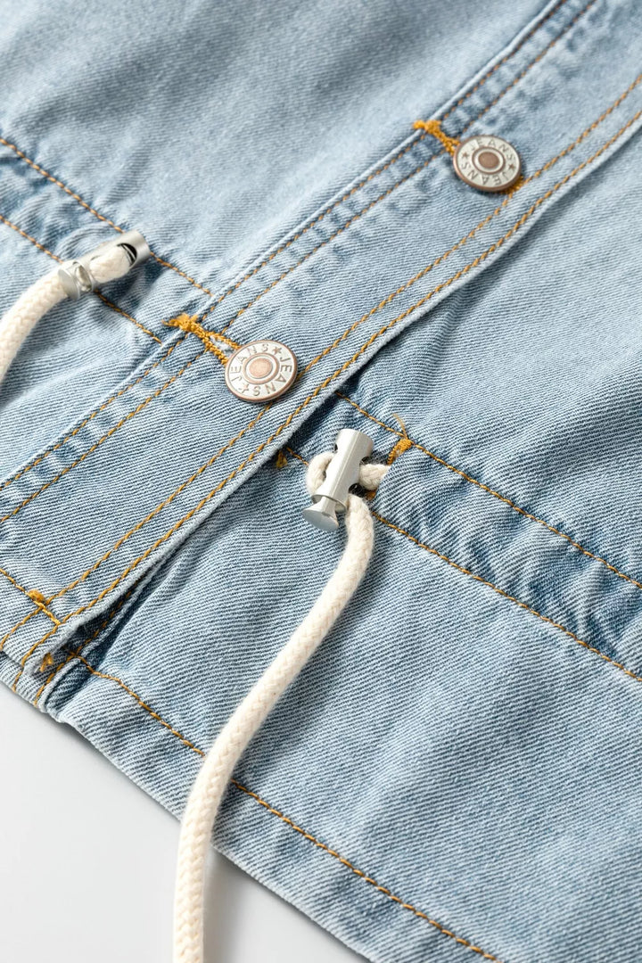 Draw-cord Hem Light Wash Denim Jacket