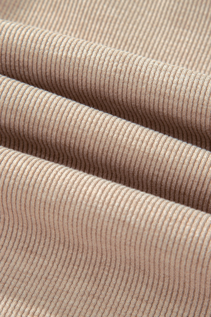 Gray Morn Corduroy Leopard Drawstring High Waist Trousers