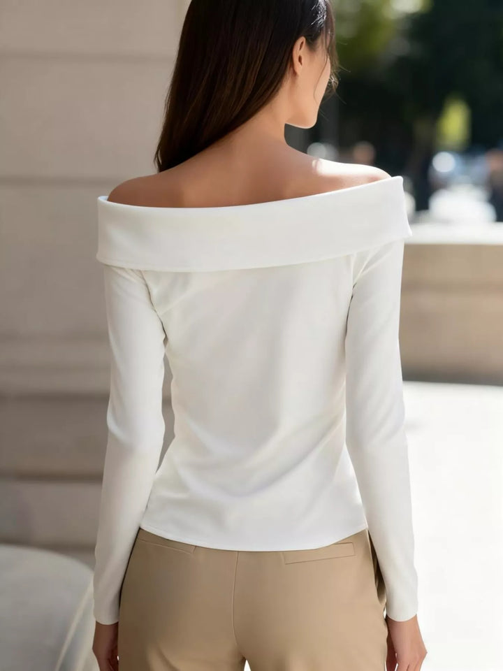 Off-Shoulder Button Detail Blouse