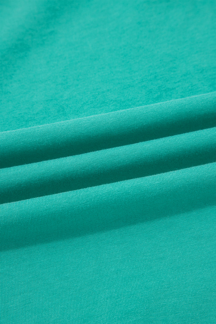 Sea Green Mineral Wash Drawstring Elastic Waist Raw Hem Loose Pants