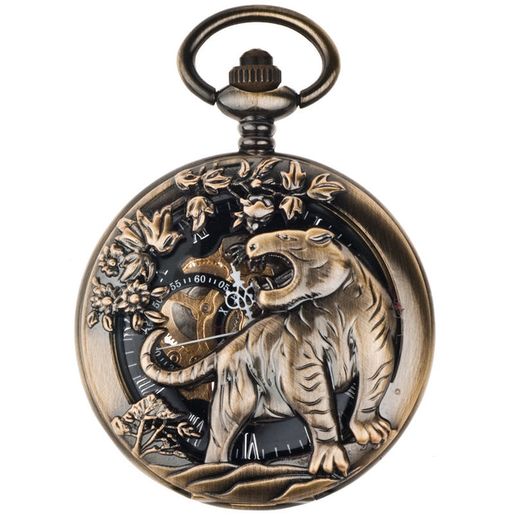 12-zodiac-animal Relief Mechanical Skeleton Watch With Roman Numeral Dial