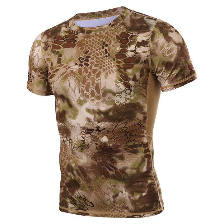 Slim-fit Casual Crew-neck Python-pattern T-shirt For Men
