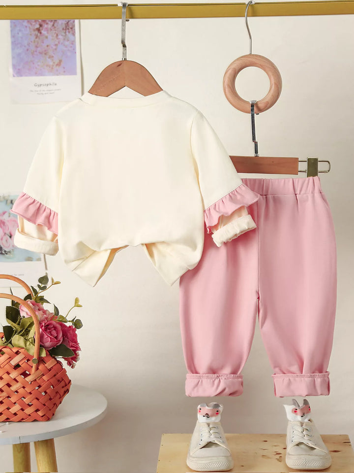 Children's Flower Long Sleeve Top and Pants Set