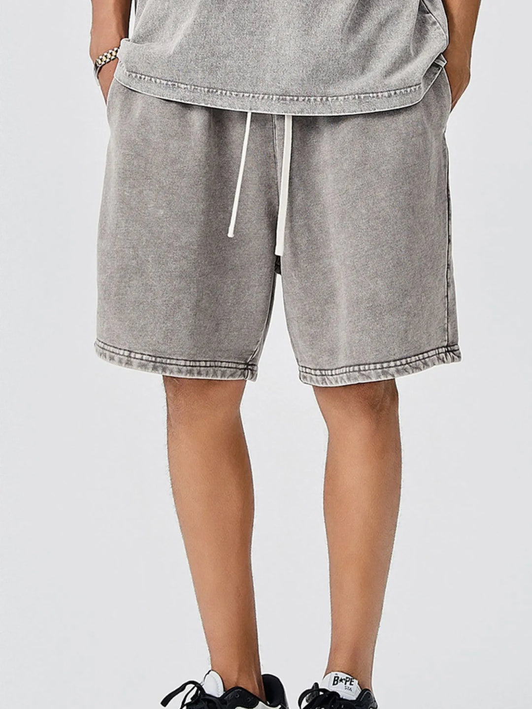 Men's Drawstring Washed Shorts