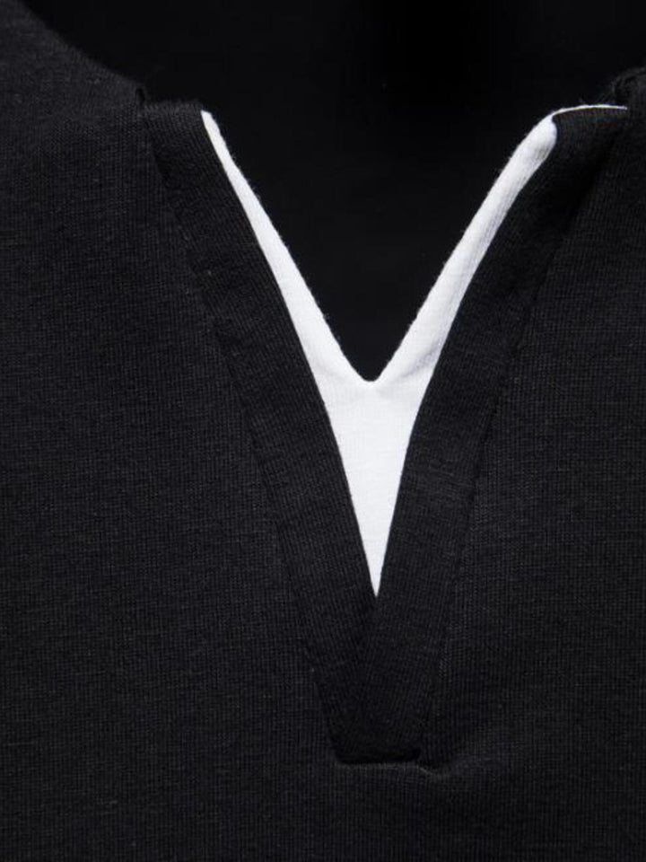 Men's Plus Size Slim Fit Notched Casual T-Shirt