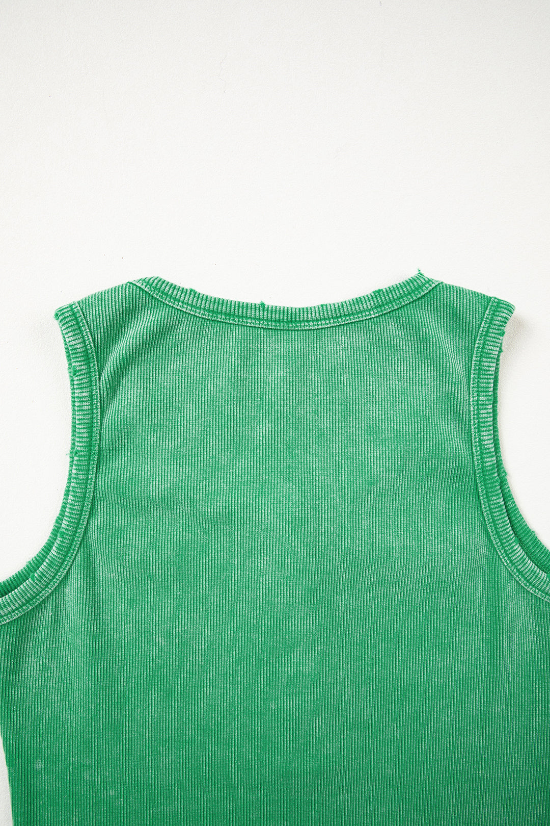 Bright Green Vintage Distressed Ribbed Mineral Wash Tank Top