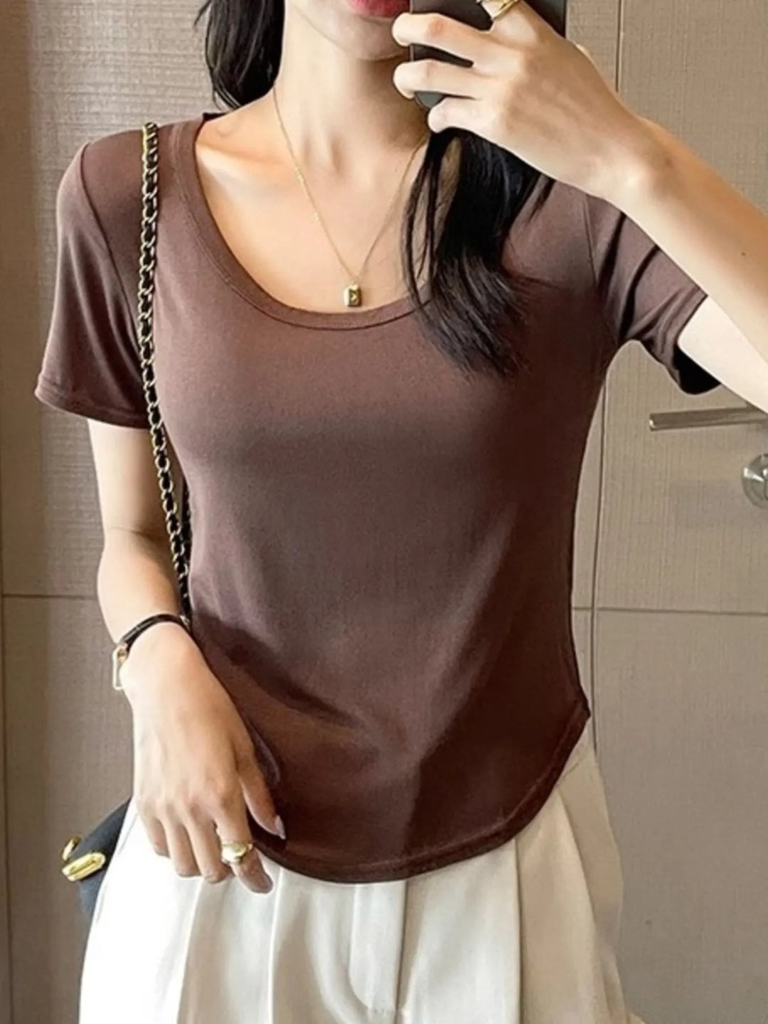 Plus Size Round Neck Short Sleeve T-Shirt