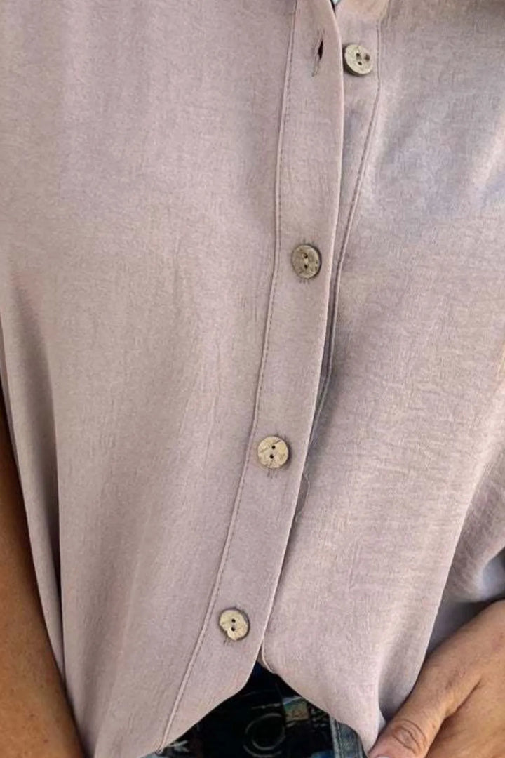 Full Size Casual Button Down Short Sleeve Loose Shirt Plus Size