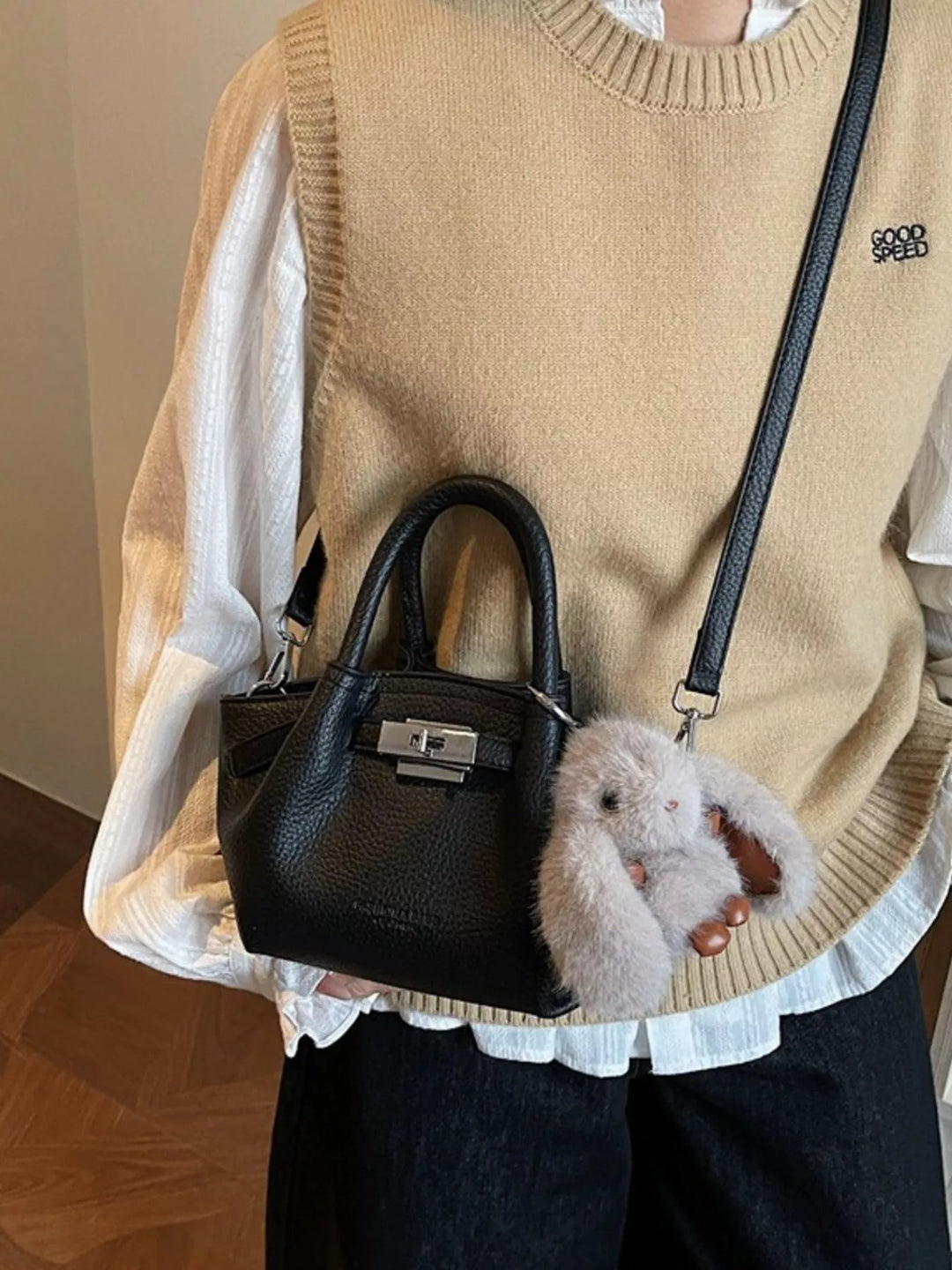 Top Handle Leather Crossbody Bag