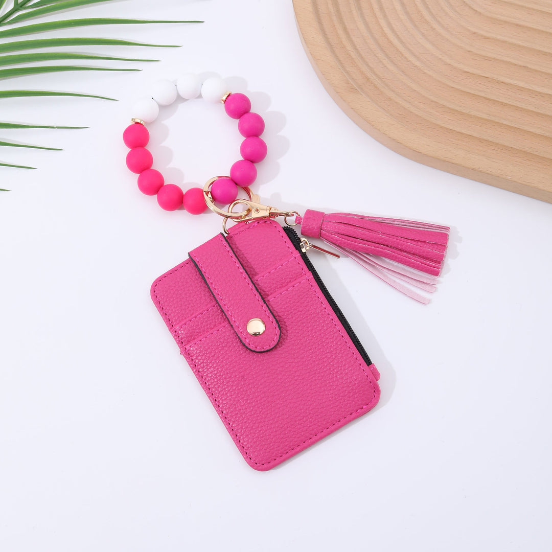 Silicone Bead Bracelet Leather Wallet